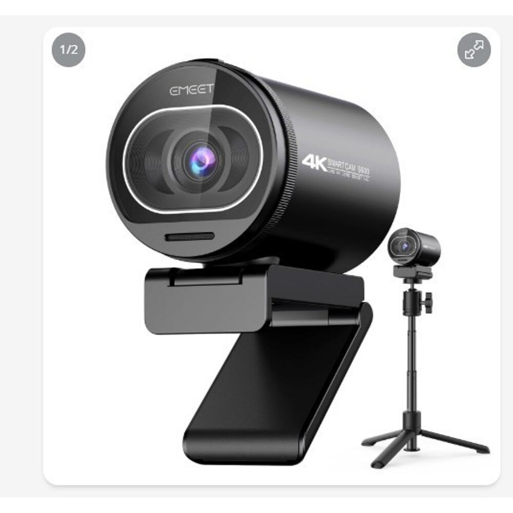 EMEET S600 4K Webcam with Tripod for Streaming - Sony 1/2.5'' Sensor, NEW